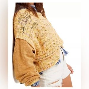 Free People Boho Cropped Pullover Sweater